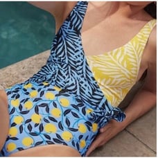 Summersalt The Perfect Wrap Orchard Bella Palms Lemons One Piece Swimsuit Sz 18