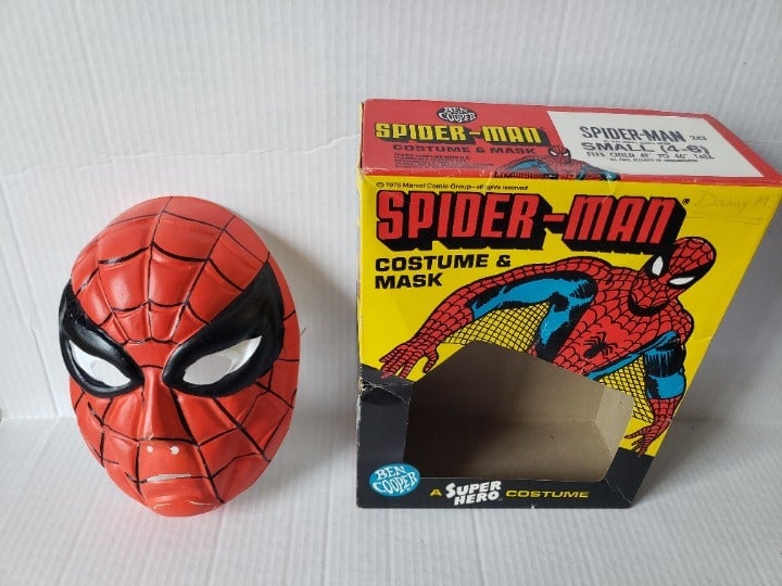 Vintage 1976 Marvel Comics Ben Cooper Super Hero Spider-Man Costume Mask w/Box