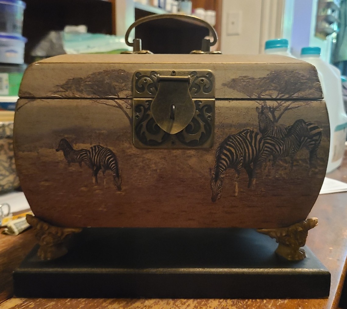 Vintage African Zebra Wood Treasure Chest