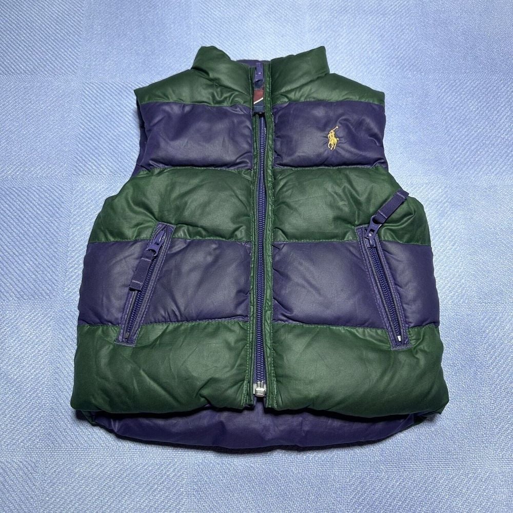 Ralph Lauren Polo Pony & Crest Toddler Reversible Jacket Down Puffer Vest Sz 2T