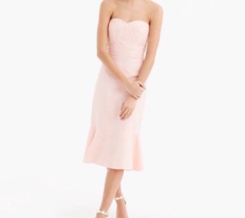 NWT JCREW Baby Pink Strapless Sweetheart Ruffle-Hem Dress G4600 SPRING 2017