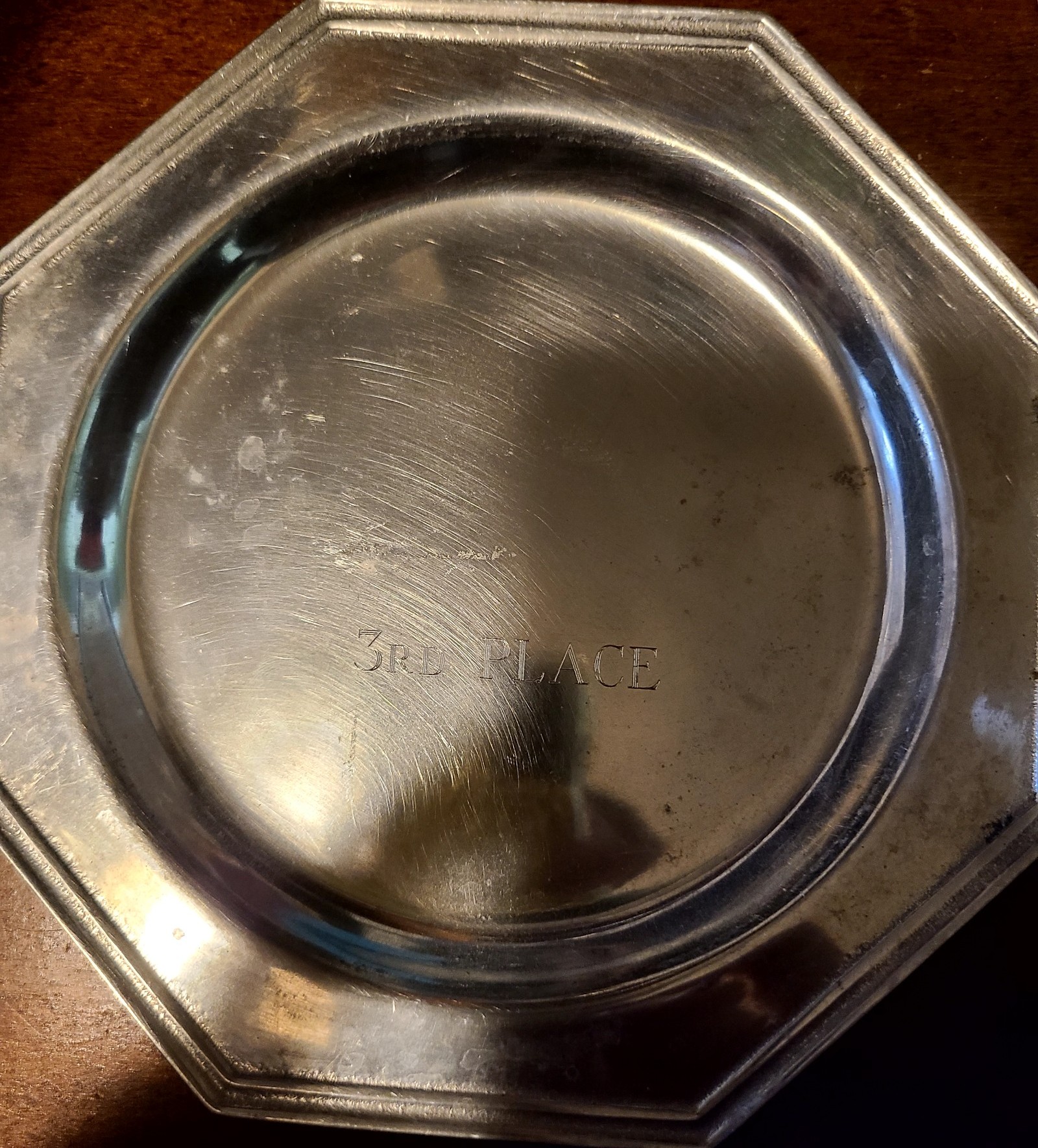 2 Vintage RWP Wilton Mount Joy, PA Pewter Octagon Plates