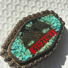Vintage Belt Buckle Featuring Suzuki Motorcycle Brand Logo