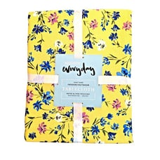 Wolf & Irving Floral Tablecloth Blue Lavender On Yellow Farmhouse 60 X 102-in