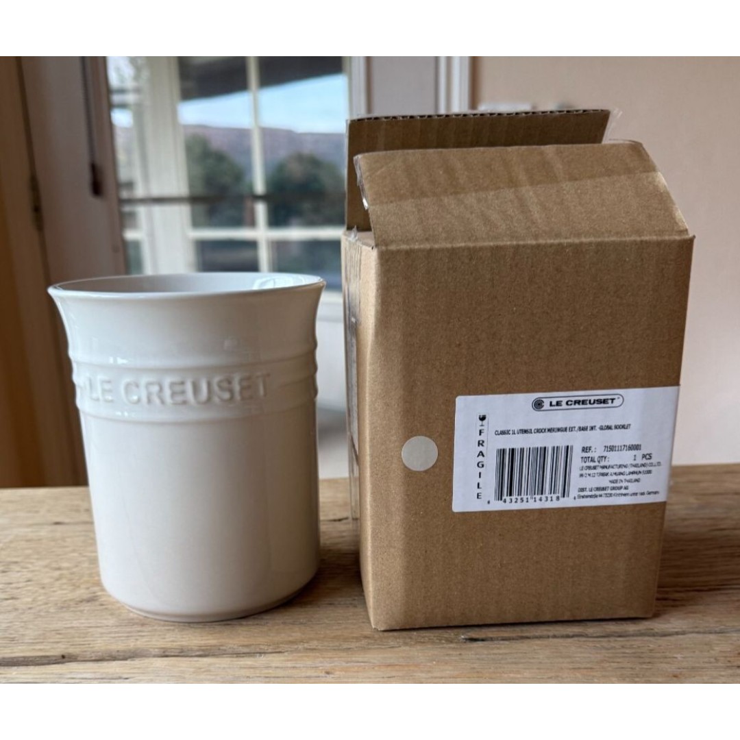 Le Creuset Stoneware 1 Liter Utensil Crock Holder Meringue NEW