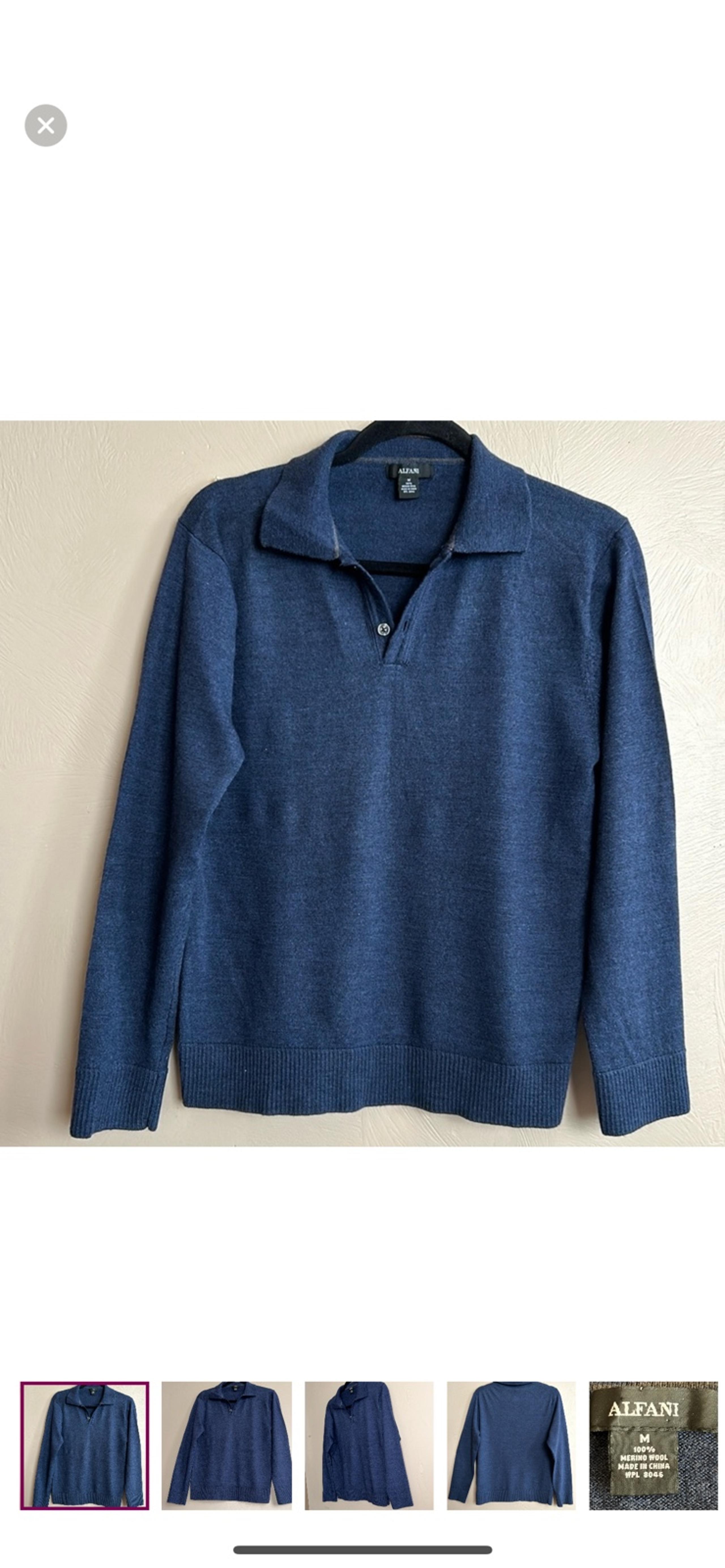 Alfani Men’s 100% Merino Wool Pull On Sweater