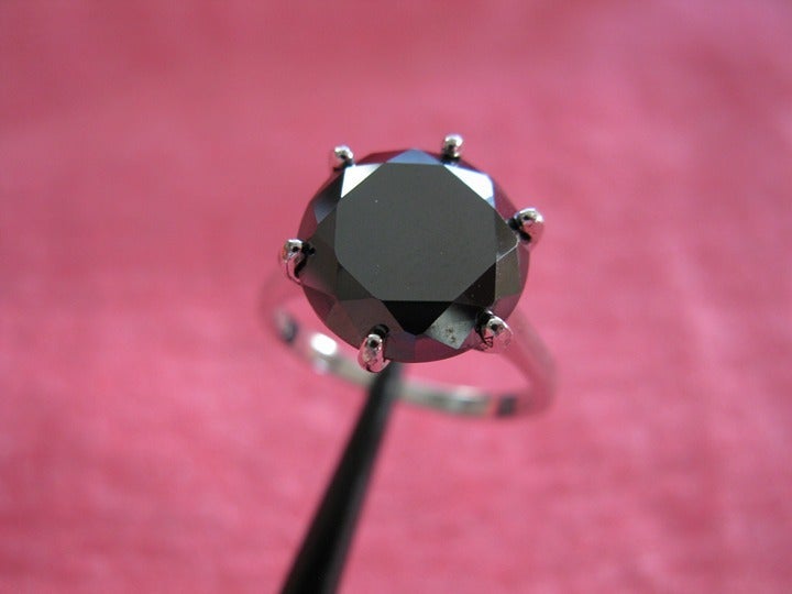 4.95ct REAL NATURAL BLACK DIAMOND RING,CERTIFICATE AUTHENTICITY ,Sz 5,6,7,8,9,10