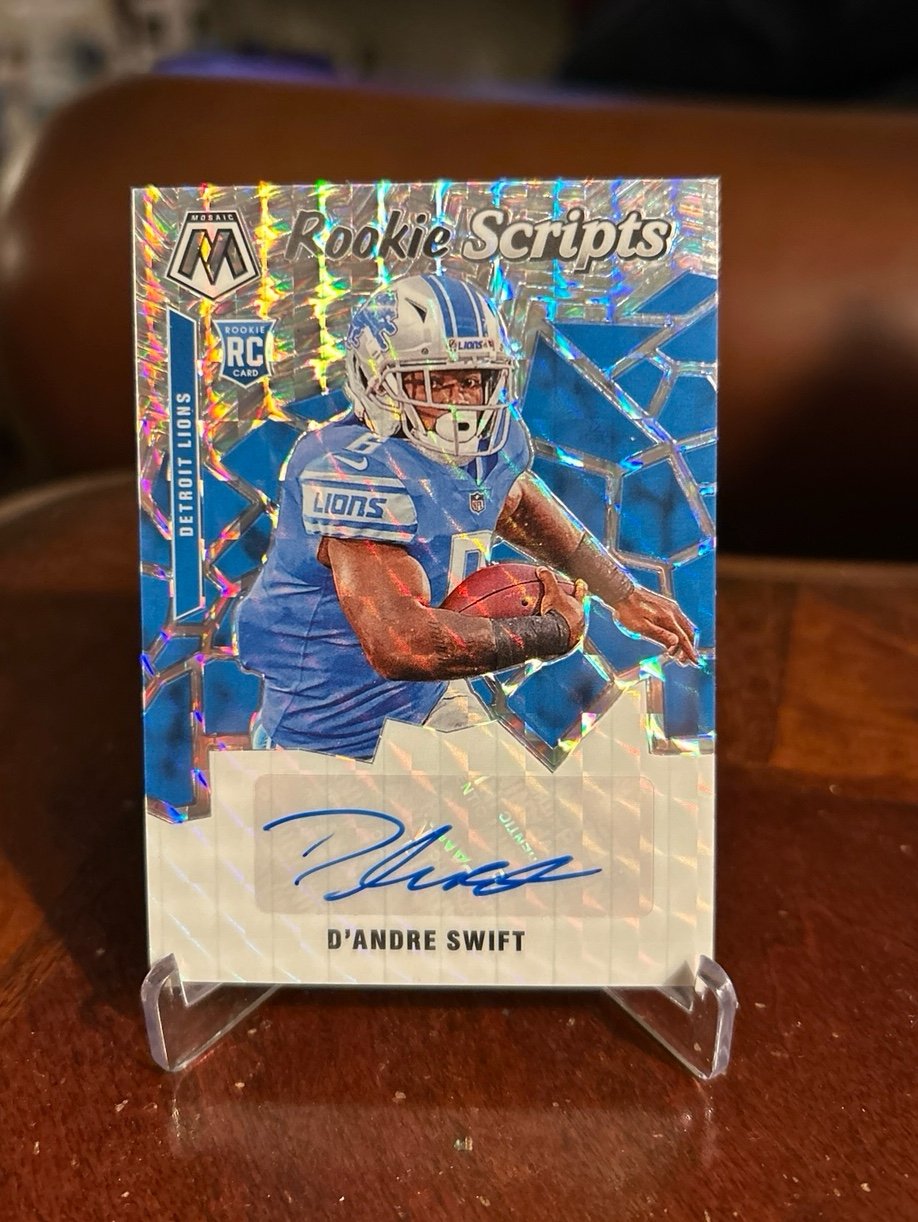 2020 Mosaic Rookie Scripts D'andre Swift Rookie Card RC Detroit Lions/bears