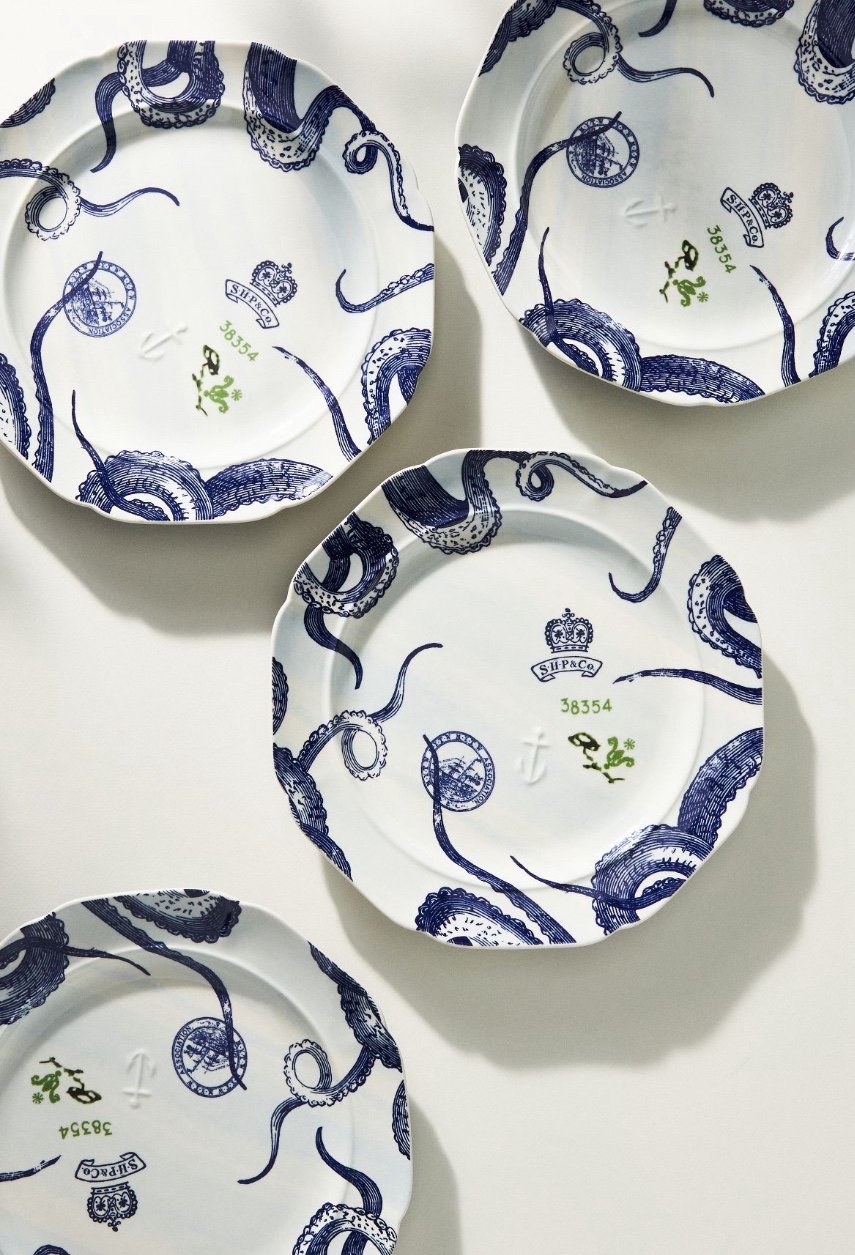 Anthropologie From the Deep Dinner Plates, Set of 4