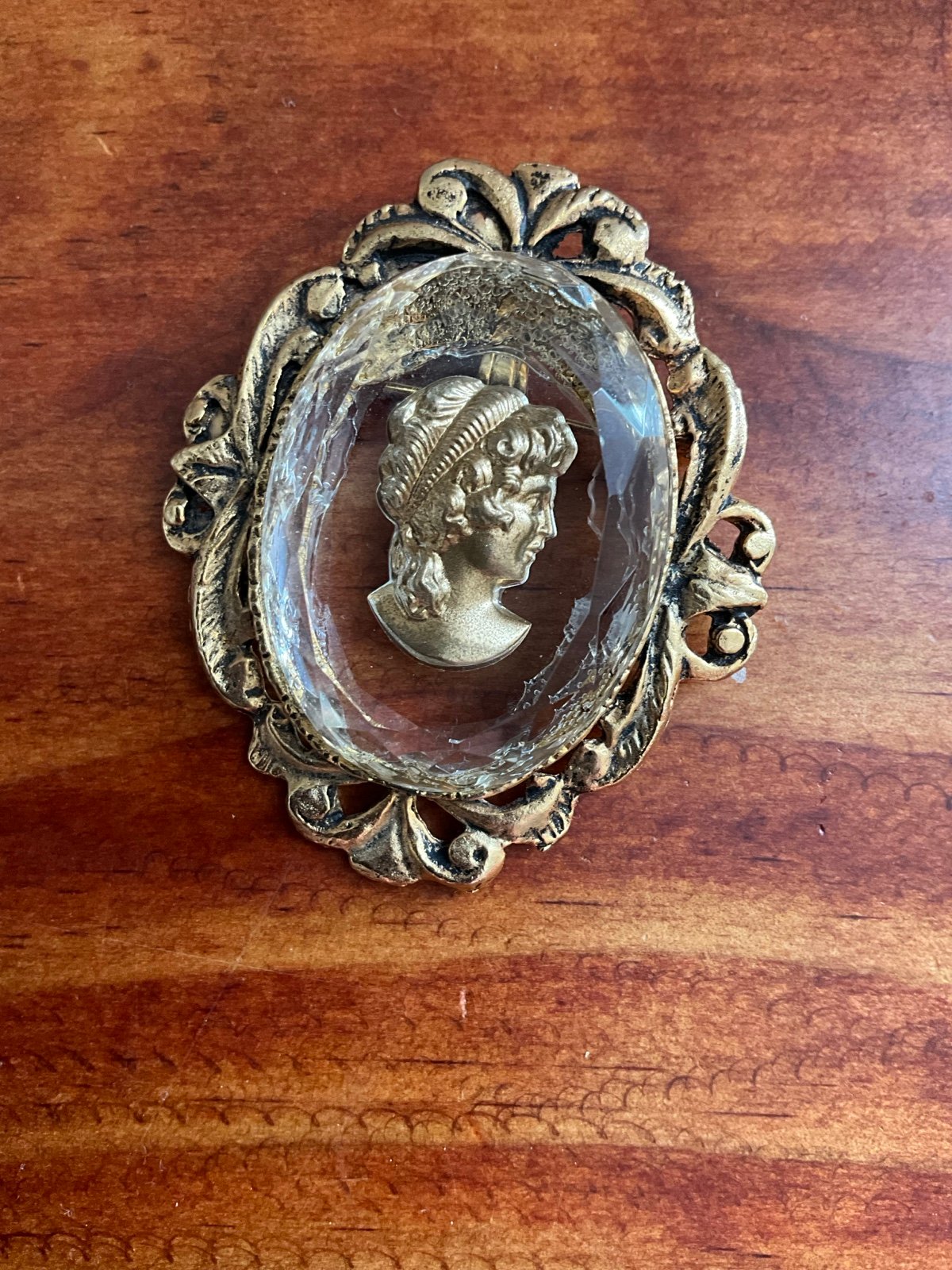 Vintage Gold and Glass Cameo Brooch/Pendant