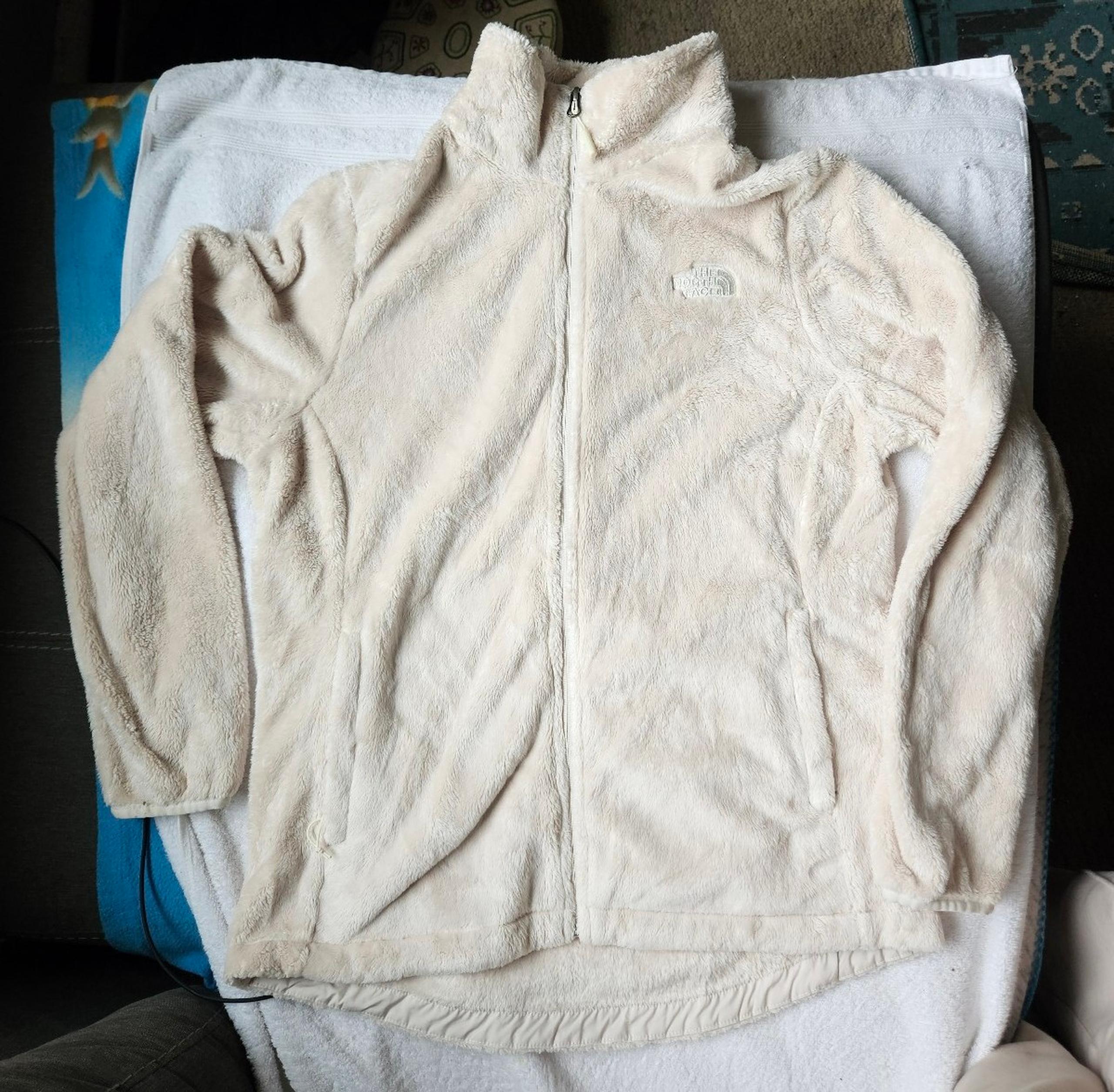 The north face cream beige fleece full zip sweatshirt coat jacket womens large