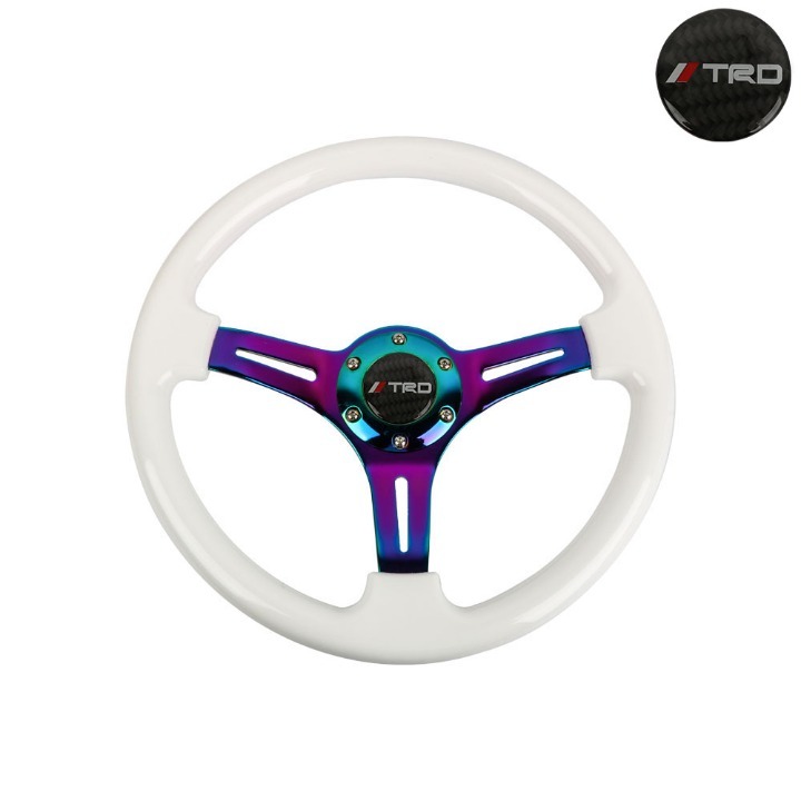 NEW 350mm 14 Universal TRD ABS Racing Steering Wheel White With Neo Spoke