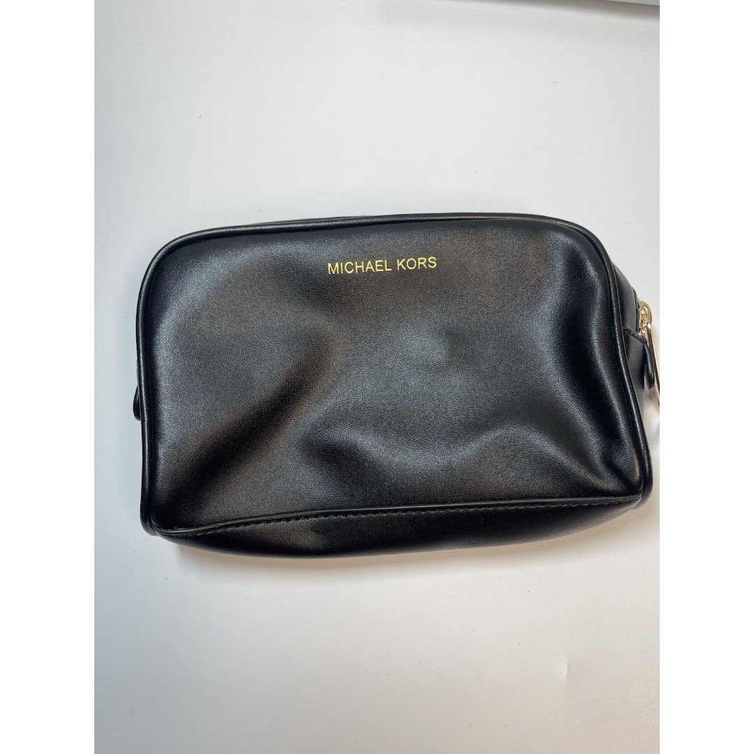 Michael Kors Black Leather Carry Pouch Bag New