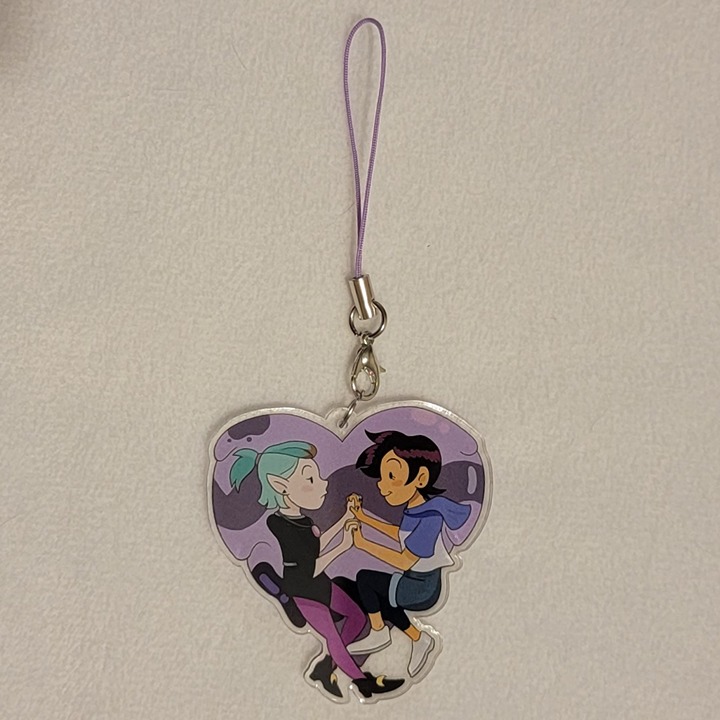The Owl House Lumity Luz Noceda Amity Blight Keychain Charm Hand Holding Heart