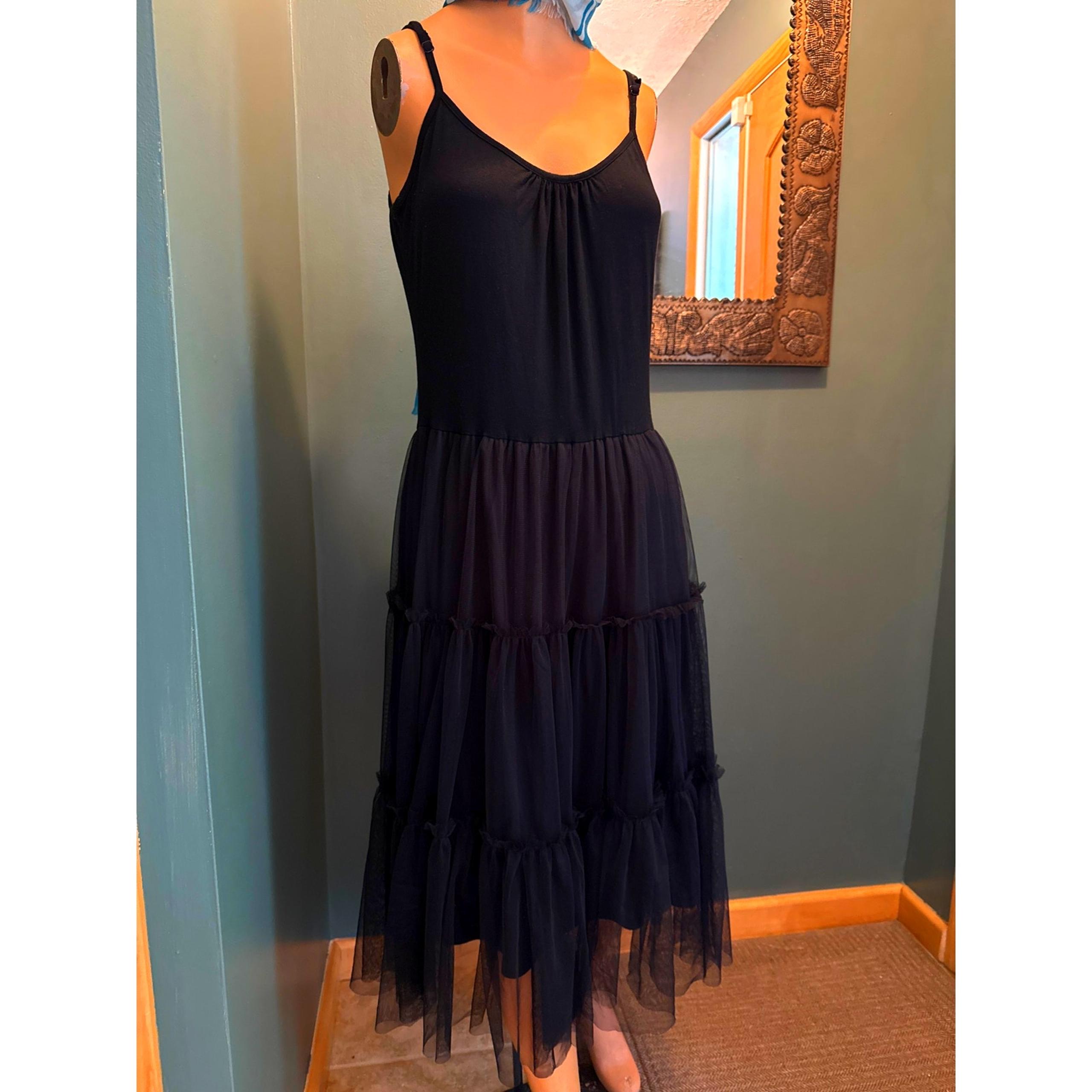 ANTHROPOLOGIE A'REVE Dress Size Large Black Tulle