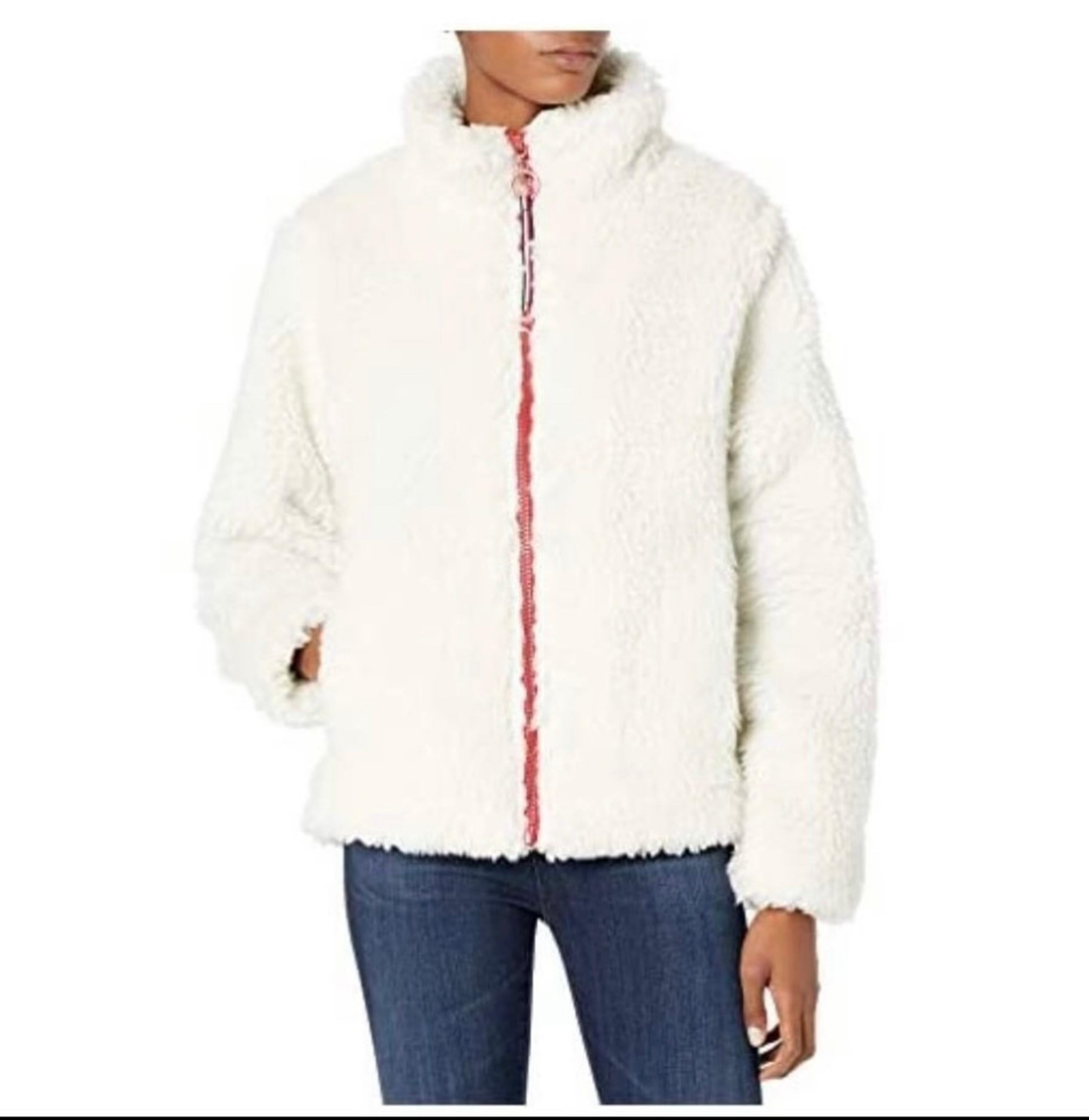 Tommy Hilfiger Women's Zip Front Solid Sherpa Jacket, Sailcloth, Large