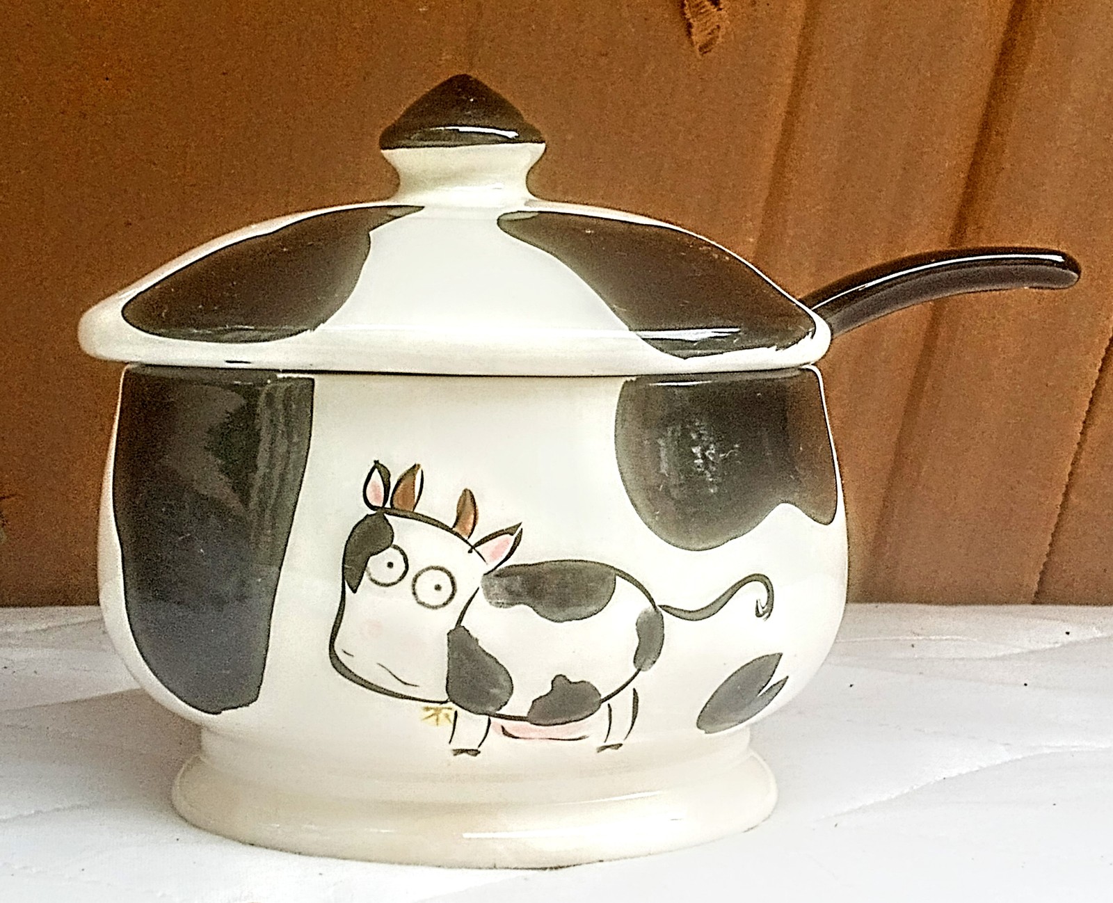 Tabletops unlimited Holstein cow sugar bowl breakfast for 4 farmhouse
