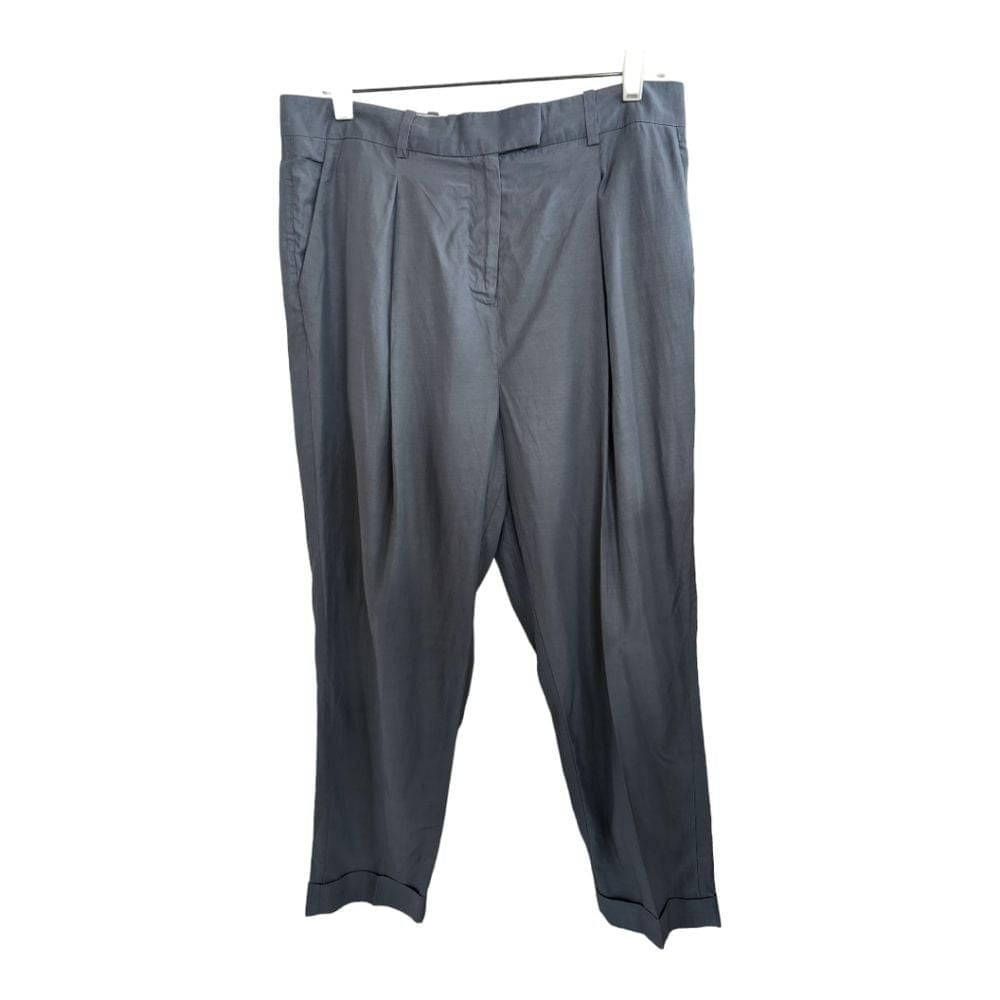 COS Vegan Cuffed Teal Relaxed Fit Women’s Pants In Cupro & Cotton Size 8 EUC