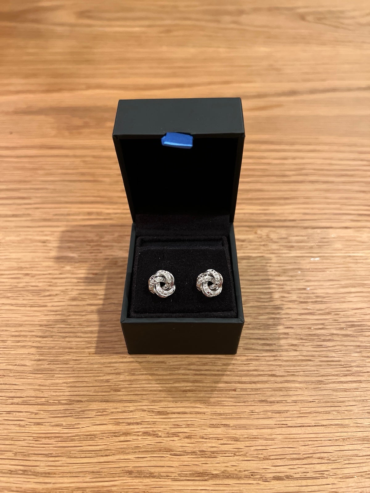 Beautiful Sterling Silver Love Knot Earrings with Diamonds
