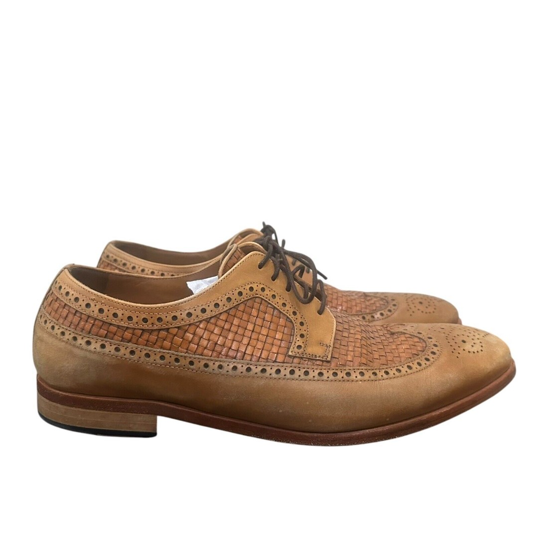 Taft Preston Braided Leather Wingtip Oxford Dress Shoes In Cognac Men’s 44