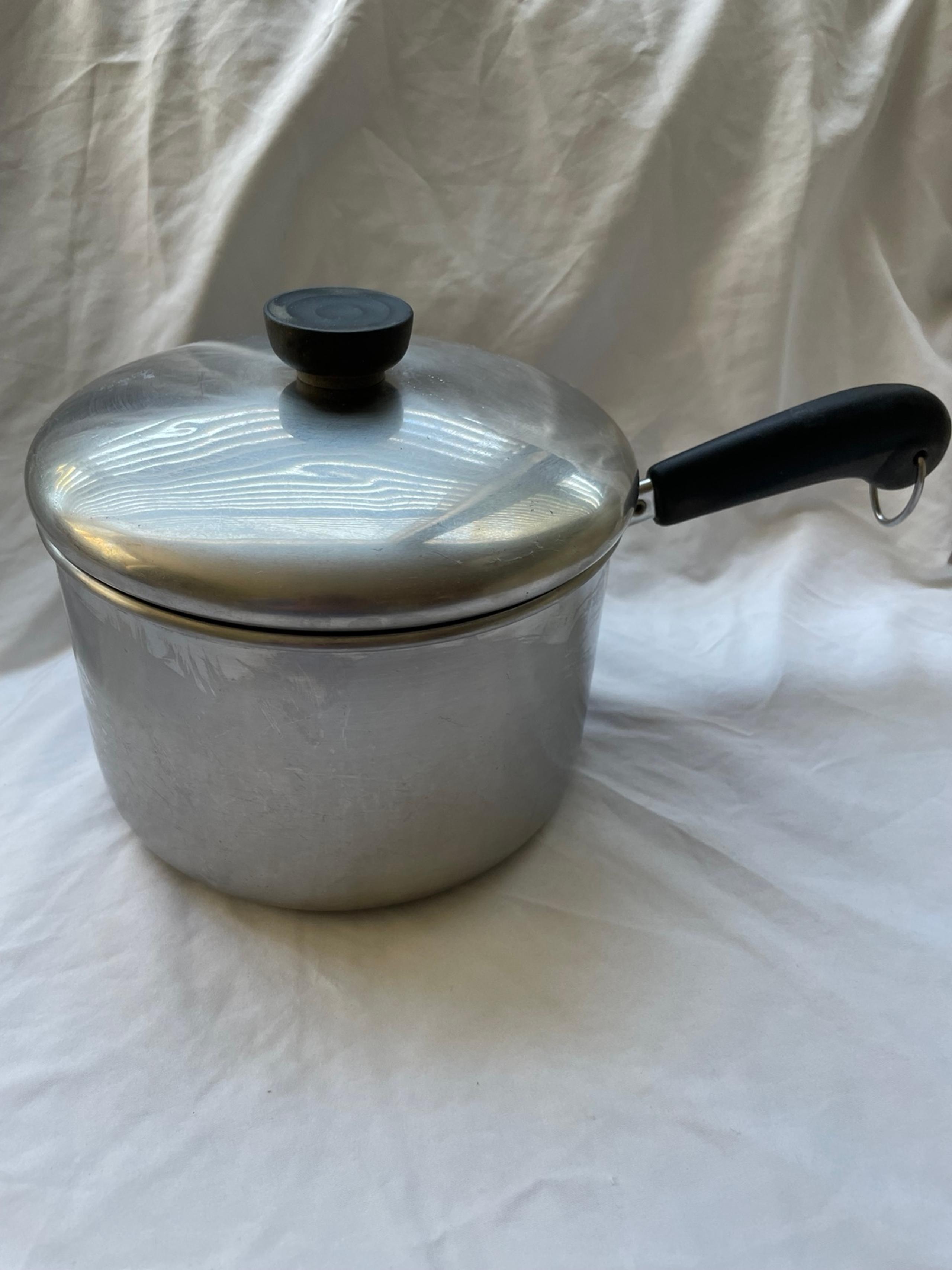 Vintage Revere Ware 1801 3 Qt Copper Bottom Stainless Steel Saucepan with Lid