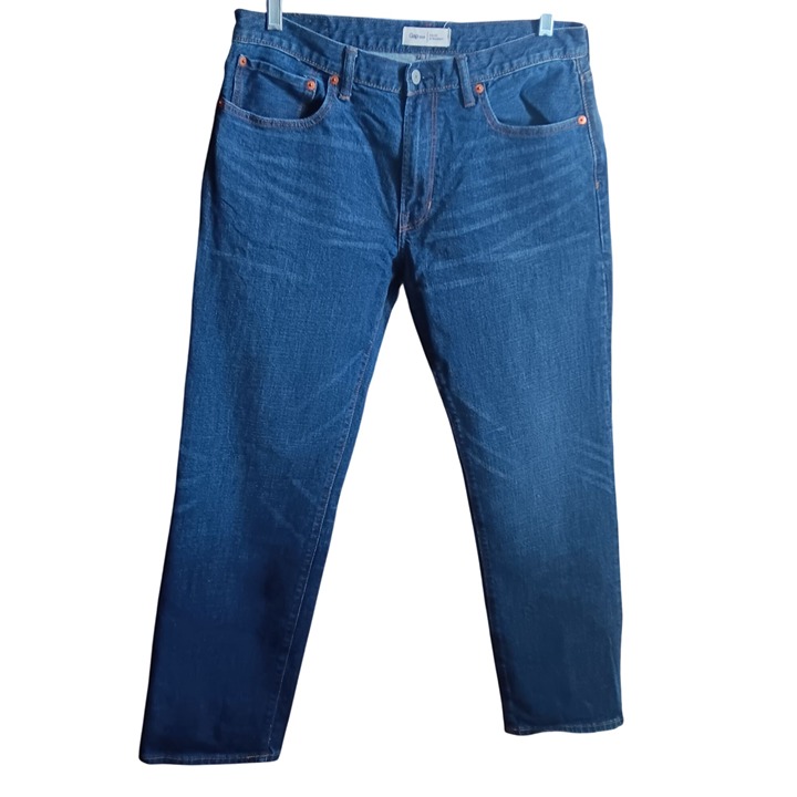 Gap 1969 Men's Jeans 34x32 Straight Blue Denim Jeans 34x32 Tag 35x31 Actual Fit