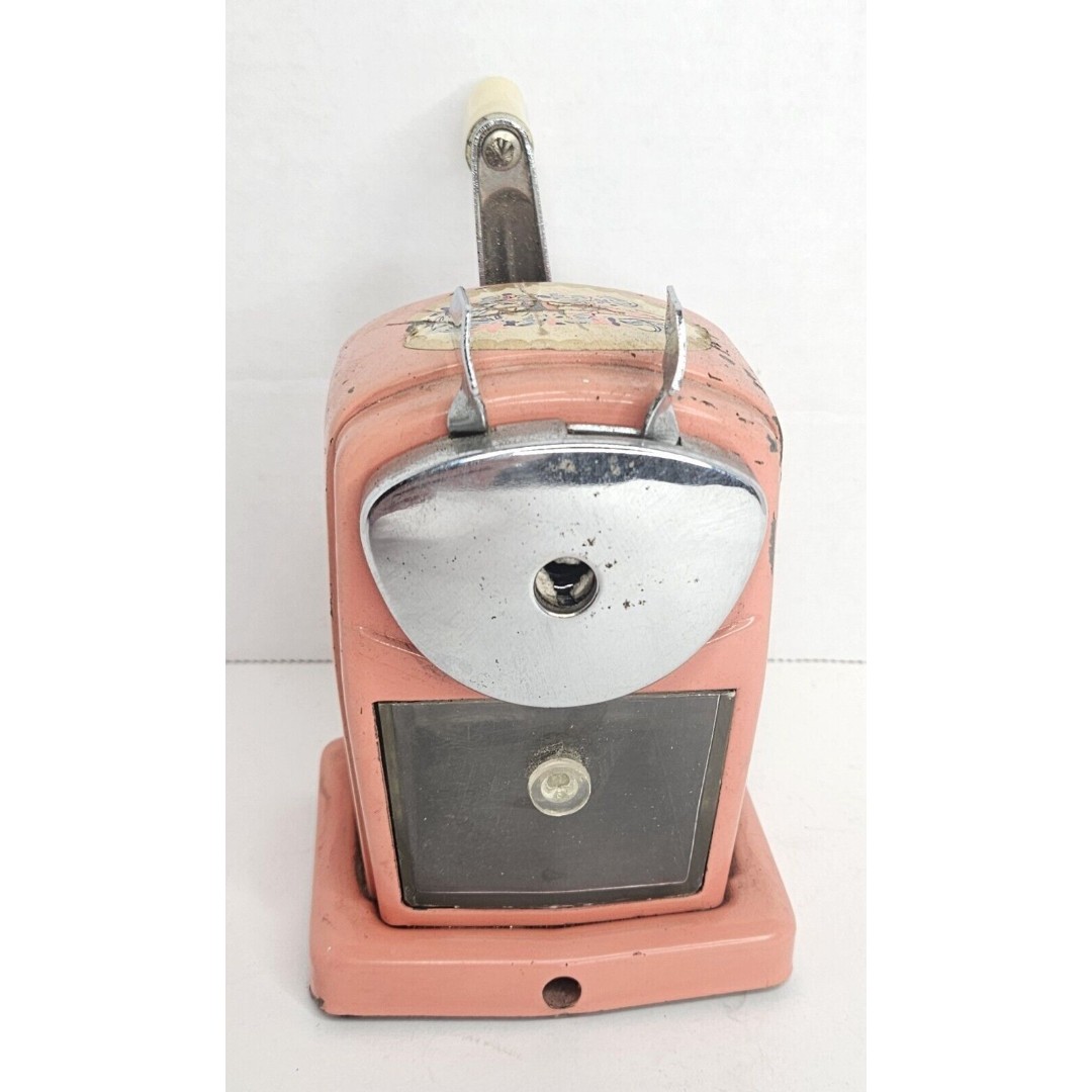 Vintage Pencil Sharpener Colleen Brand S-1 Pink Mechanical Works Smoothly