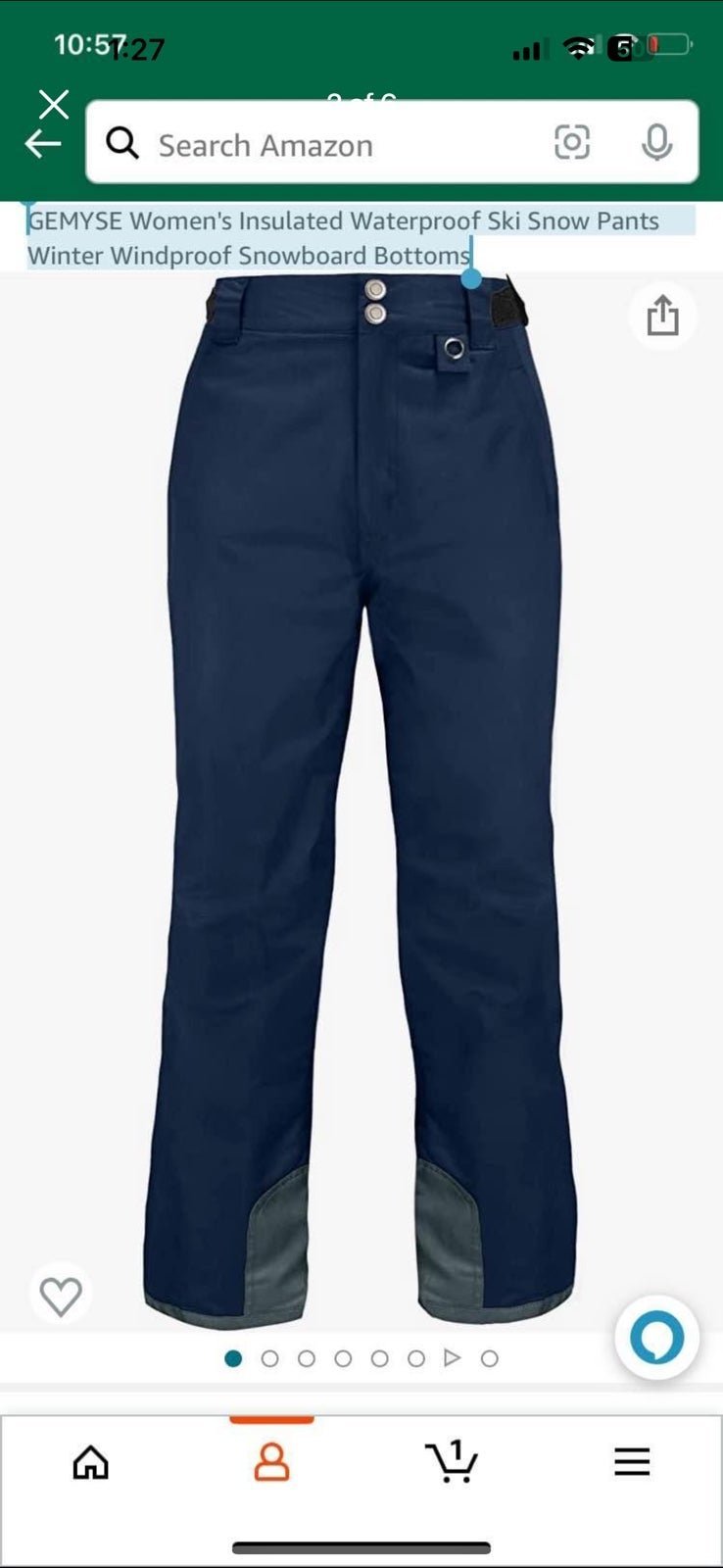 Women’s insulated navy blue ski snowboard pants size medium