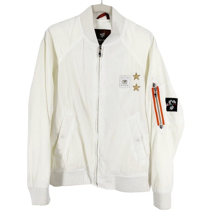 Piero Guidi Lineabold Men's White Full Zip Angles of Our Time Bomber Jacket M