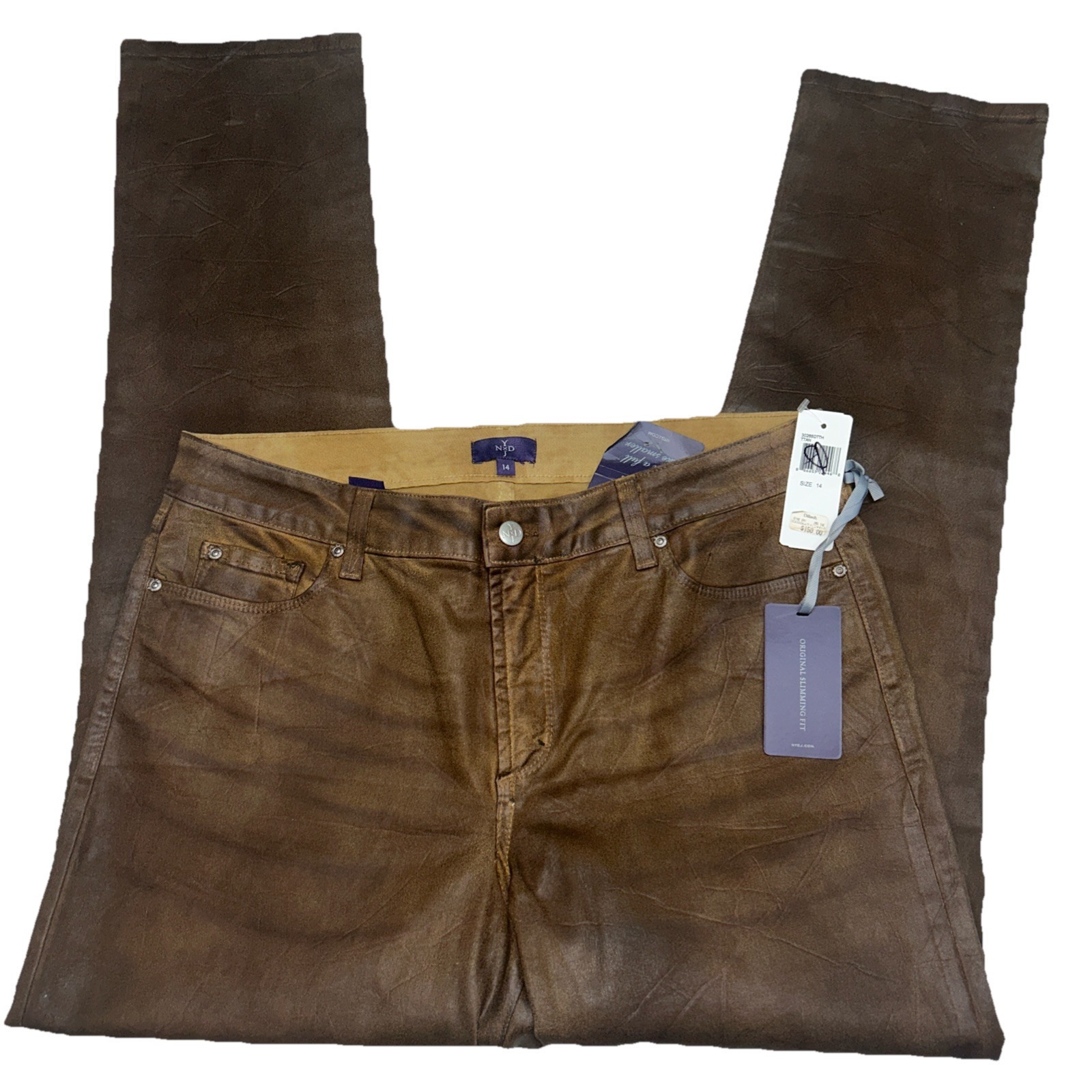NYDJ Slimming Fit Brown Jeans Womens Size 14 NWT 150 Retail USA