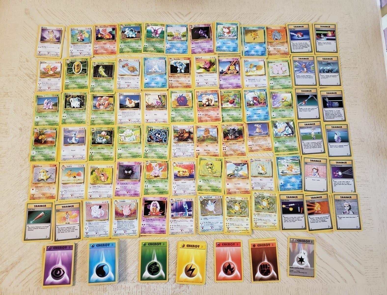 Pokemon Base Set Cards Lot of 225 Vintage Assorted Base Set 2