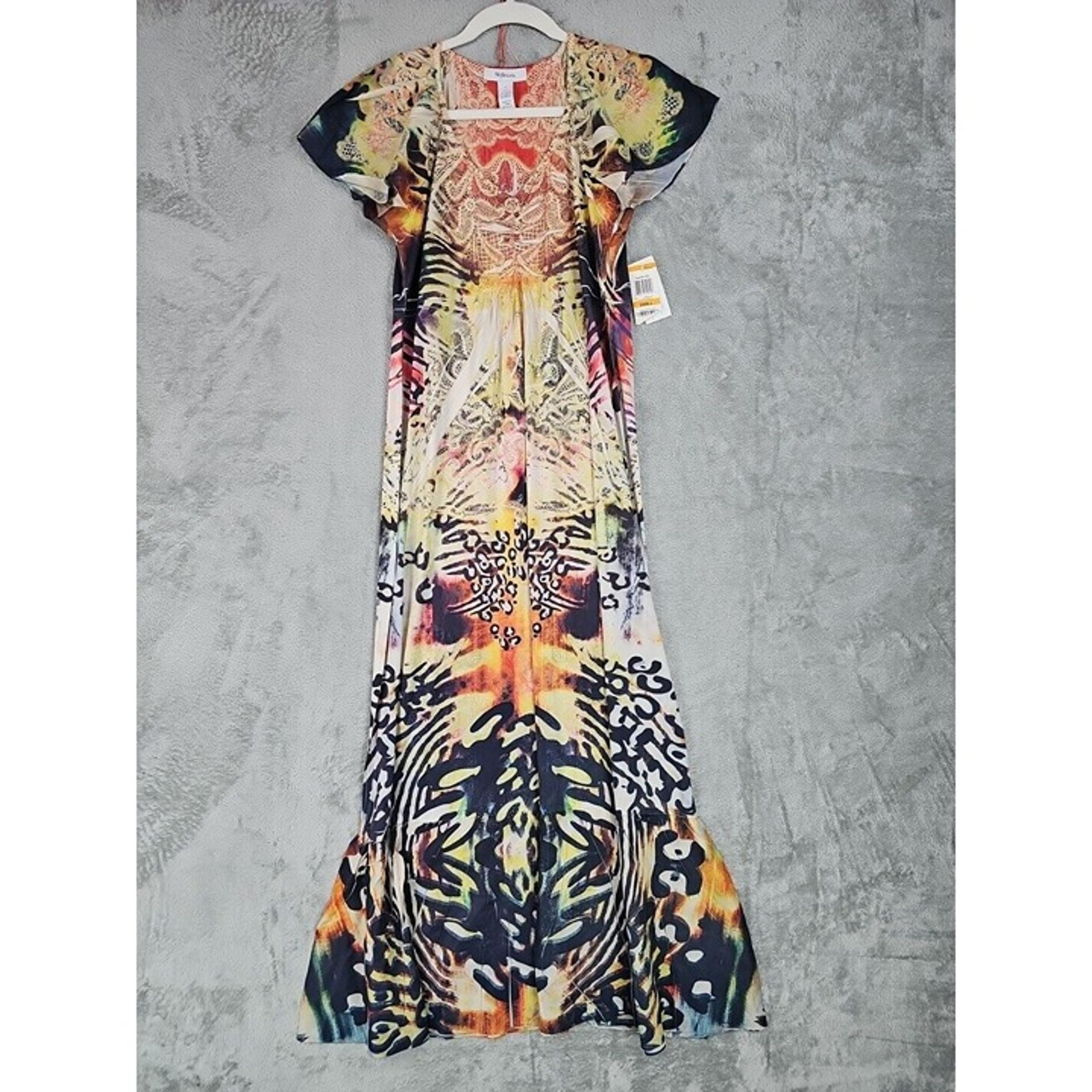 Style & Co Maxi Dress Womens Size S Multicolor Printed Jersey Knit Bohemian NWT