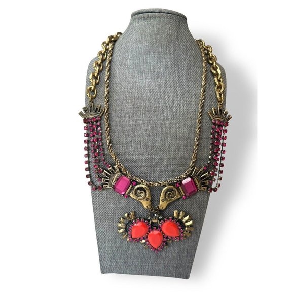 Oscar De La Renta Ram Aries Zodiac Chunky Statement Necklace 21”-24”