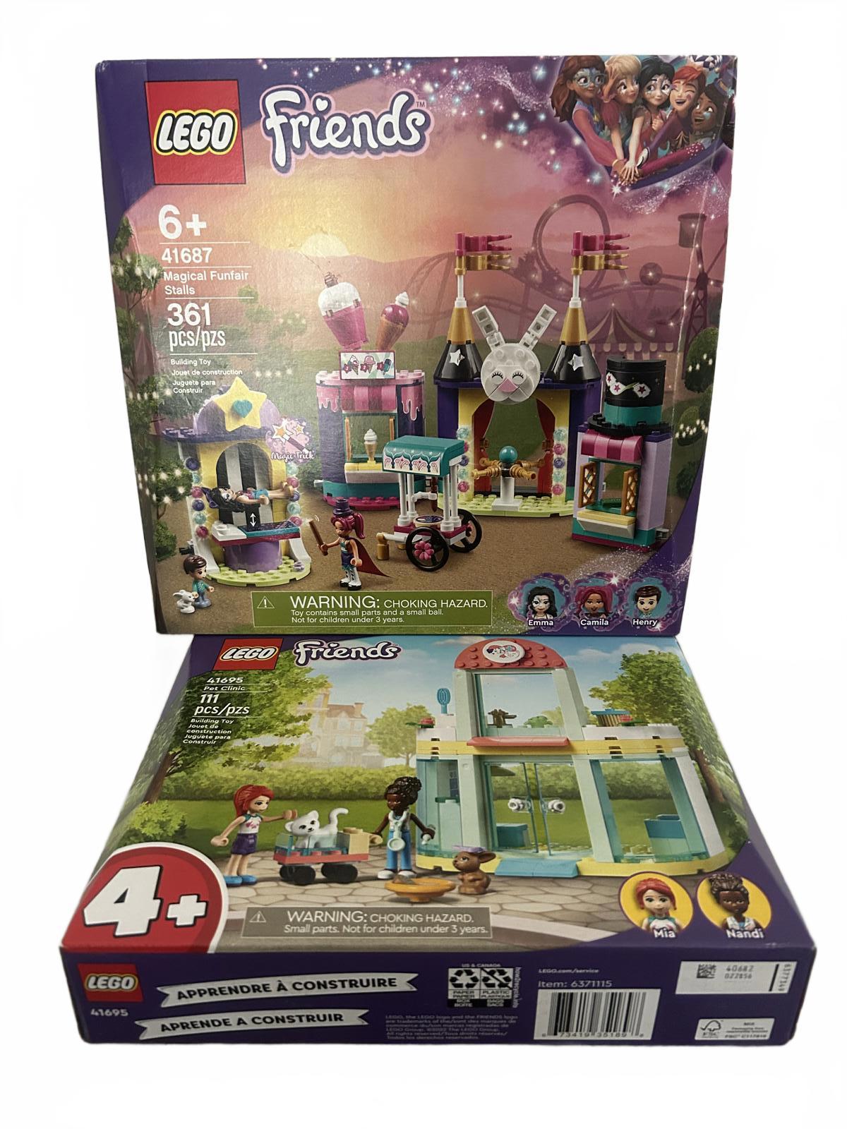 LEGO Friends Magical Funfair Stalls (41687) & Friends Pet Clinic (41695) Lot.