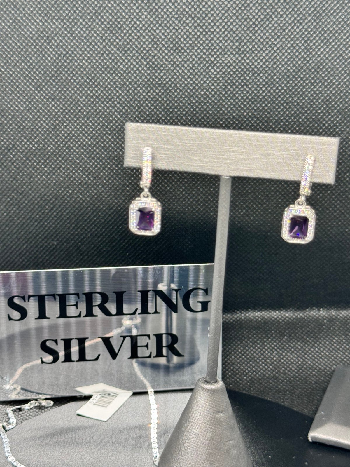 Set - amethyst- earrings pendant and ring. NO INCLUDED CHAIN.