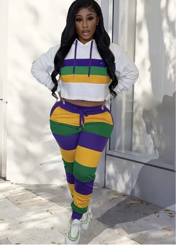 Mardi Gras Striped Hoodie and Jogger Set