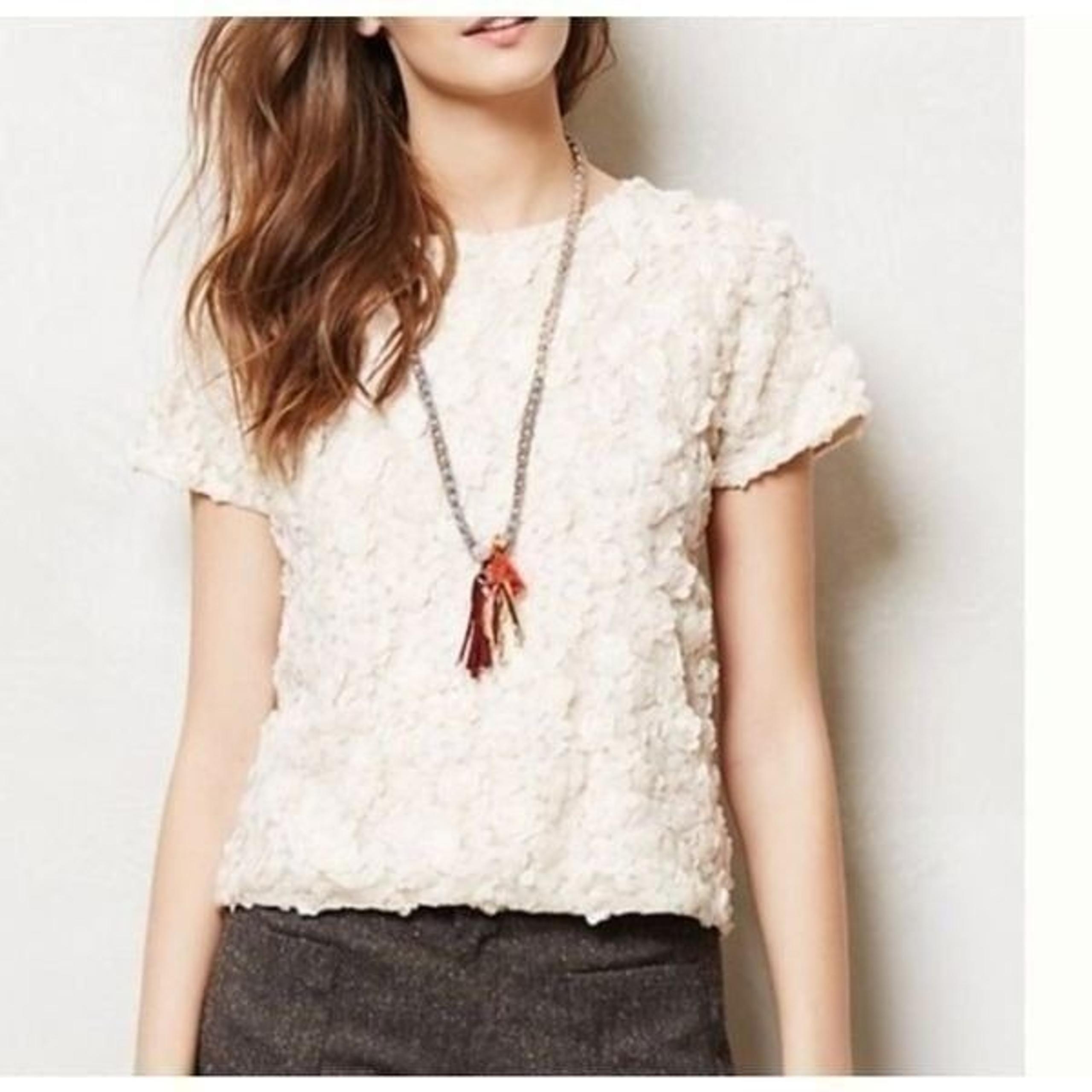 Anthropologie Weston Wear chiffon rose top blouse small  cream