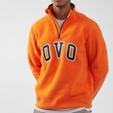 OVO Octobers Very Own 1/4 Zipper Fleece Sz XXL Orange