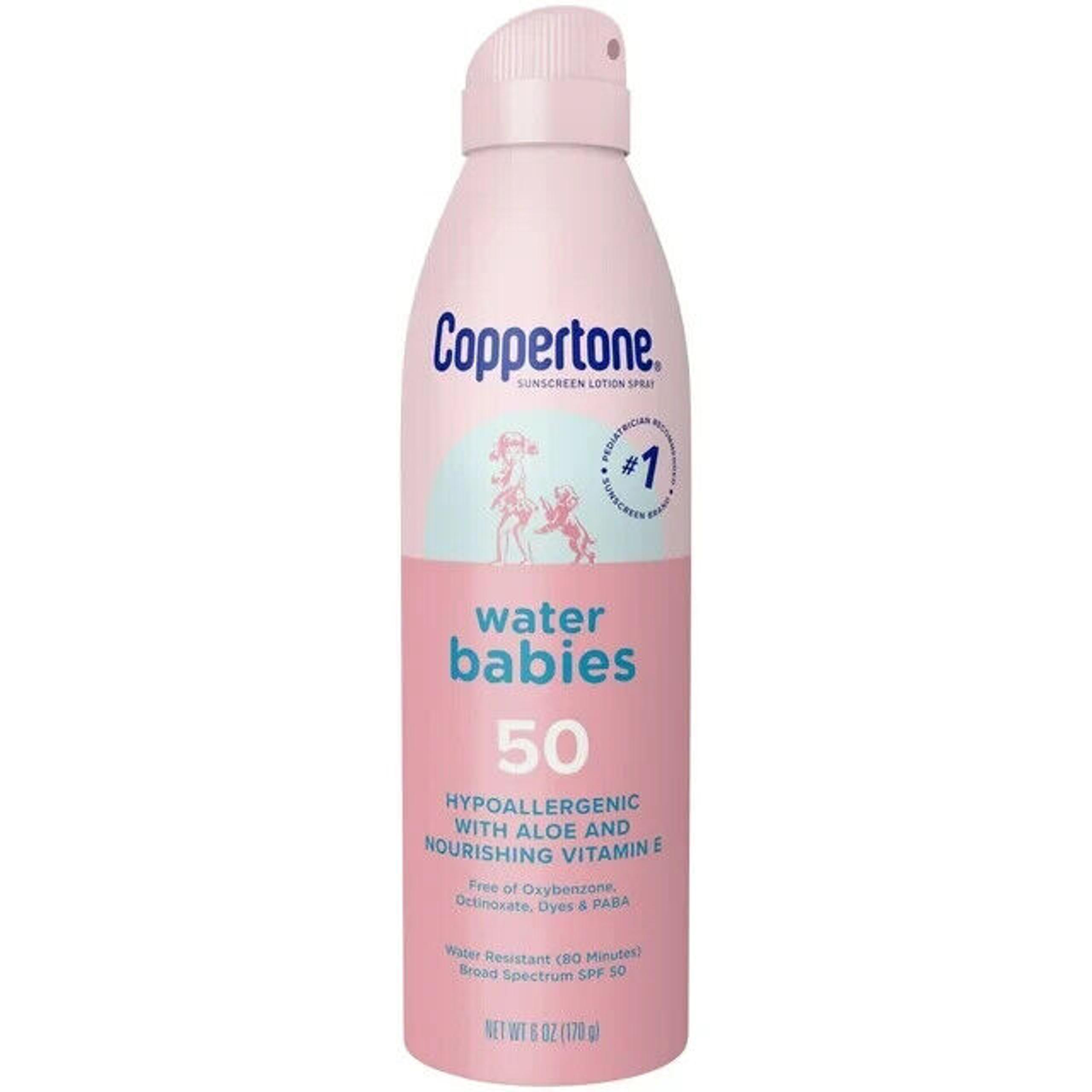 Coppertone Water Babies Sunscreen Lotion Spray SPF 50 6oz EXP 2025+ 1 Pack