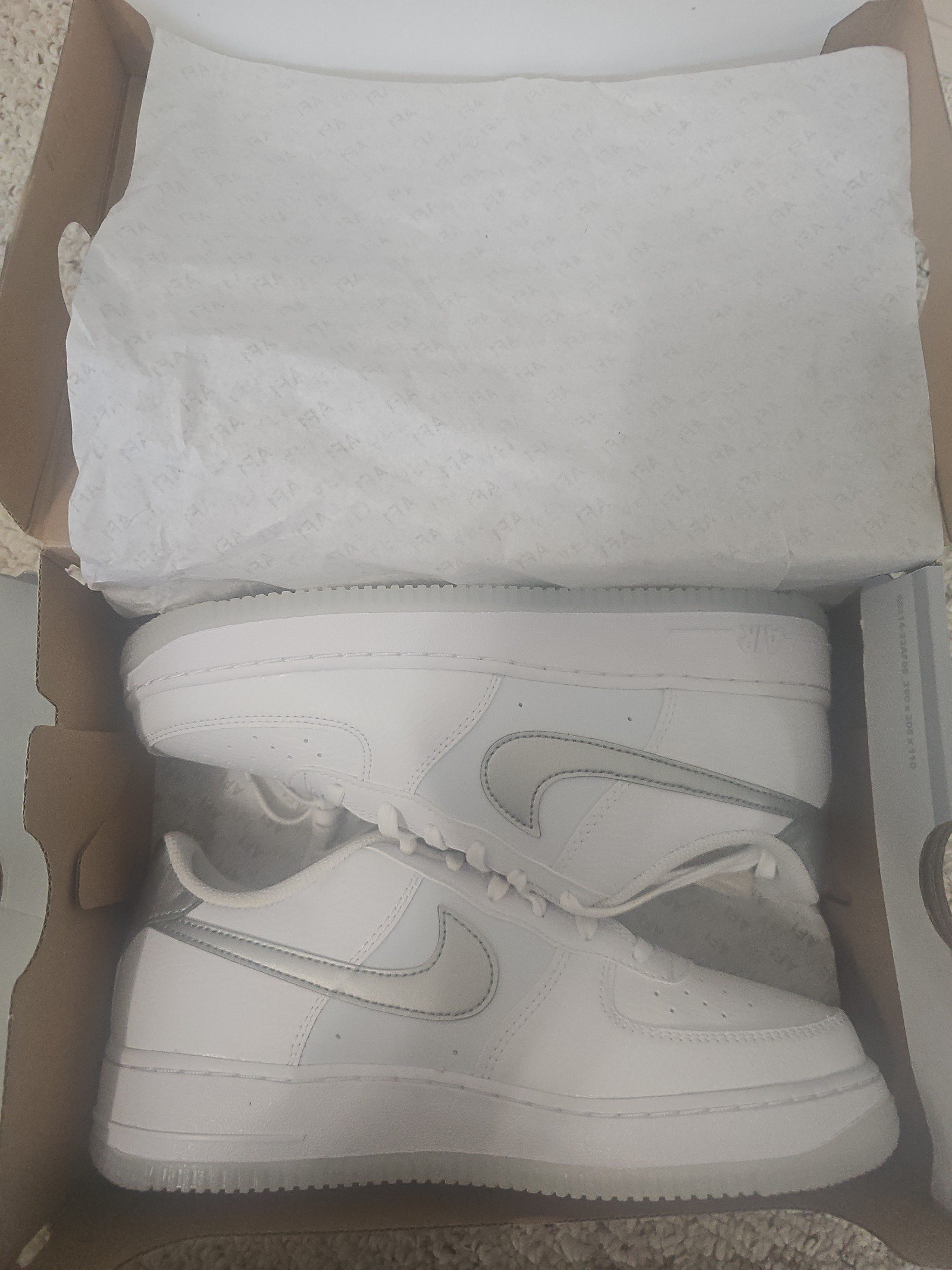 Big Kids' Shoes Size 7Y - Nike Air Force 1 White/pure Platinum/Metallic Silver