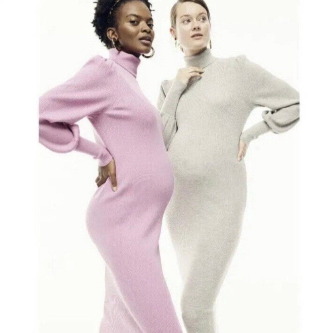 Hatch X JCrew Maternity Turtle Neck MIDI Balloon Sleeve Dress XS - S