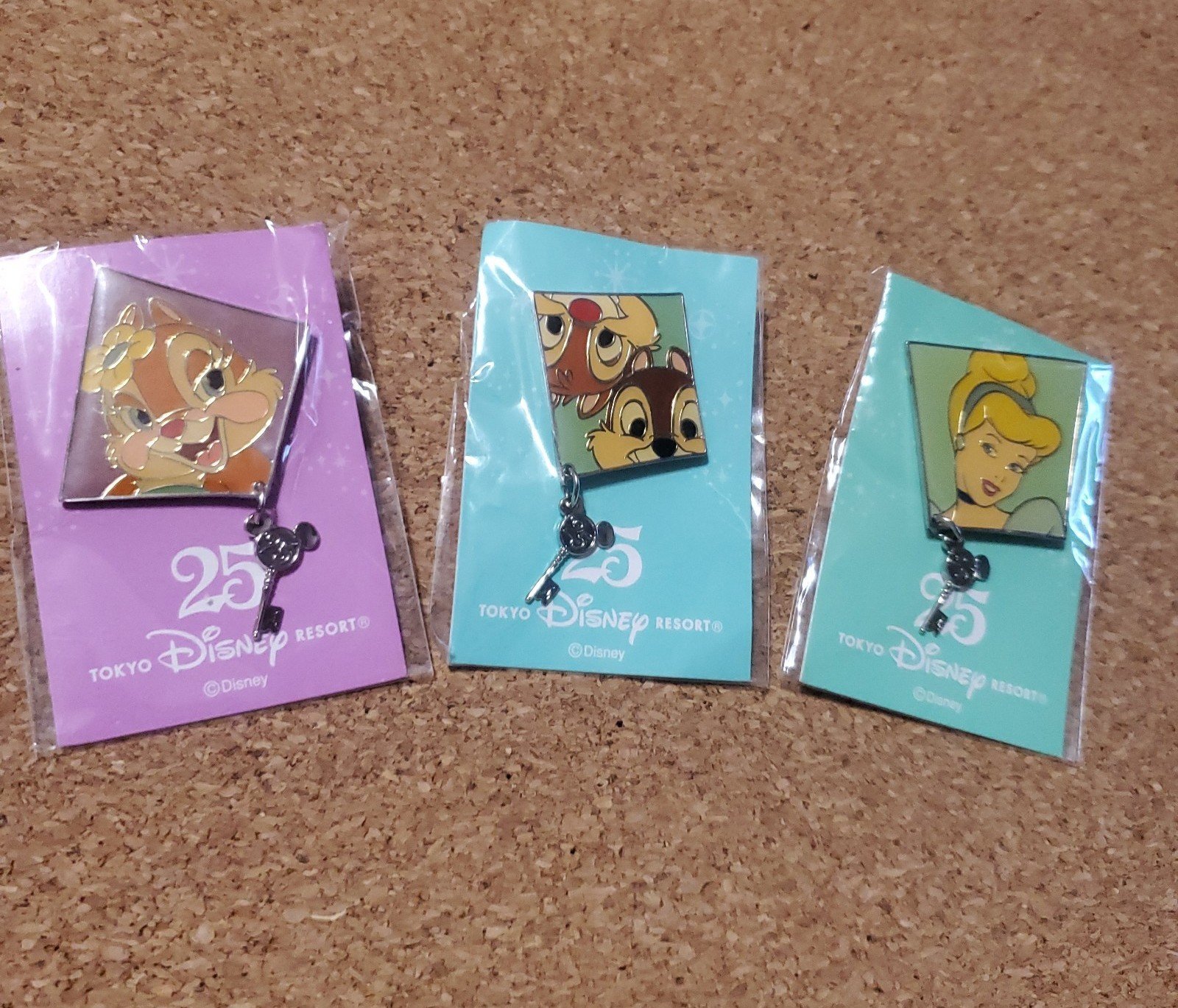 Disney Tokyo Disneyland 25th Anniversary Pin Lot of 3