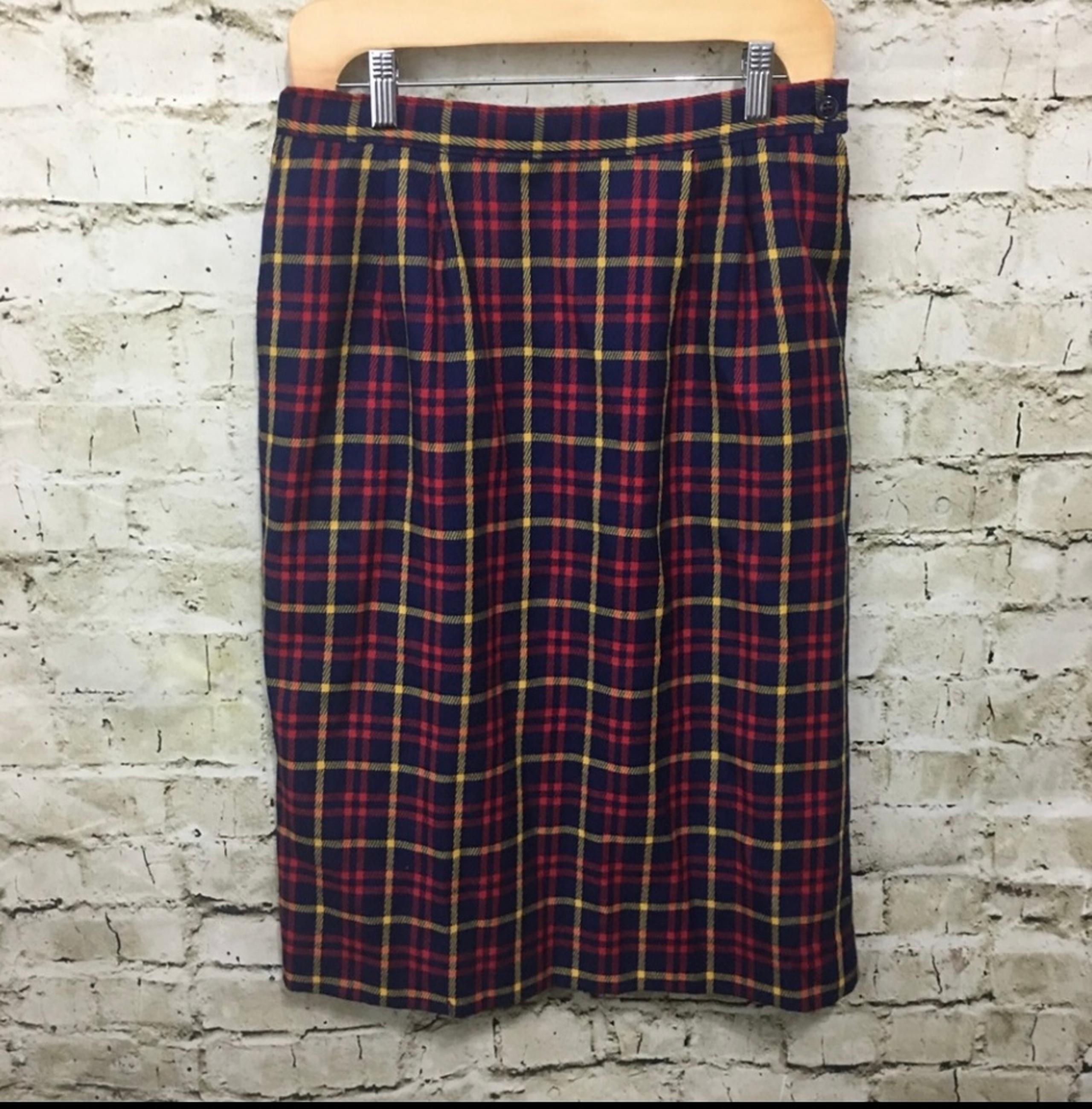 Vintage Pendleton Red Blue Plaid Pencil Skirt
