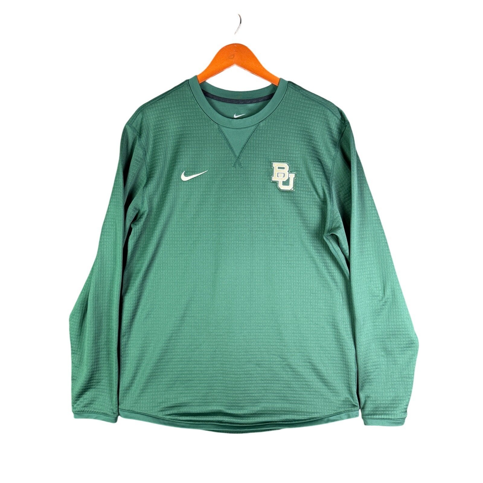 Nike Baylor Bears Sideline Activewear Long Sleeve Shirt Green Gold Large NCAA