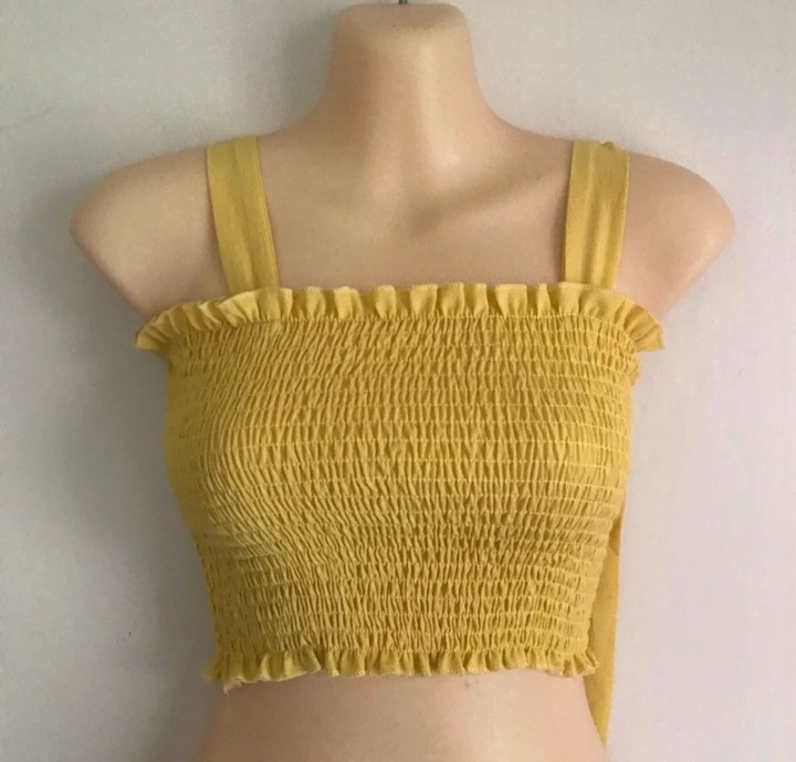 Tube top yellow tube top with straps that tie at the shoulder