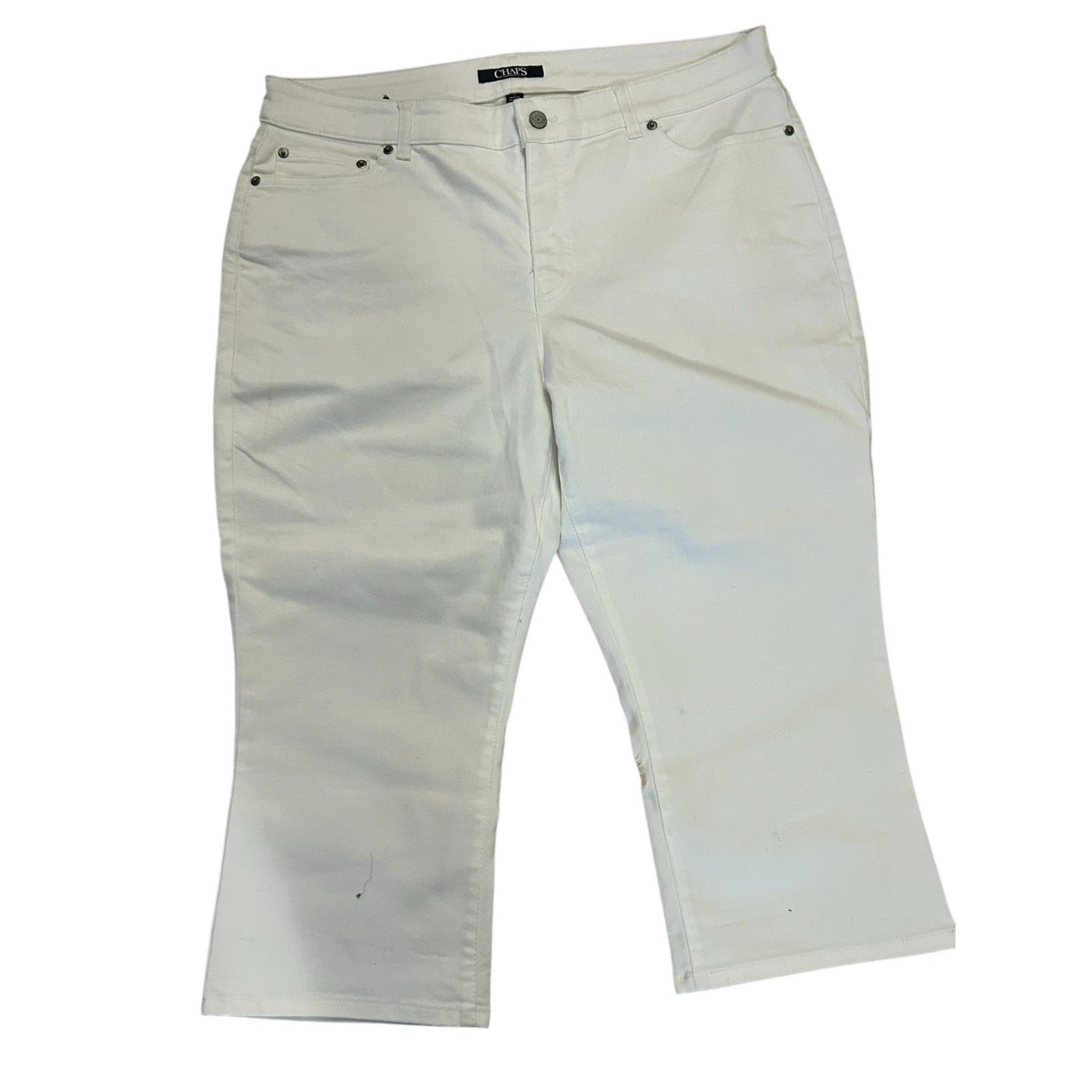 Chaps White Denim Stretch Capri Sz 16 NWOT