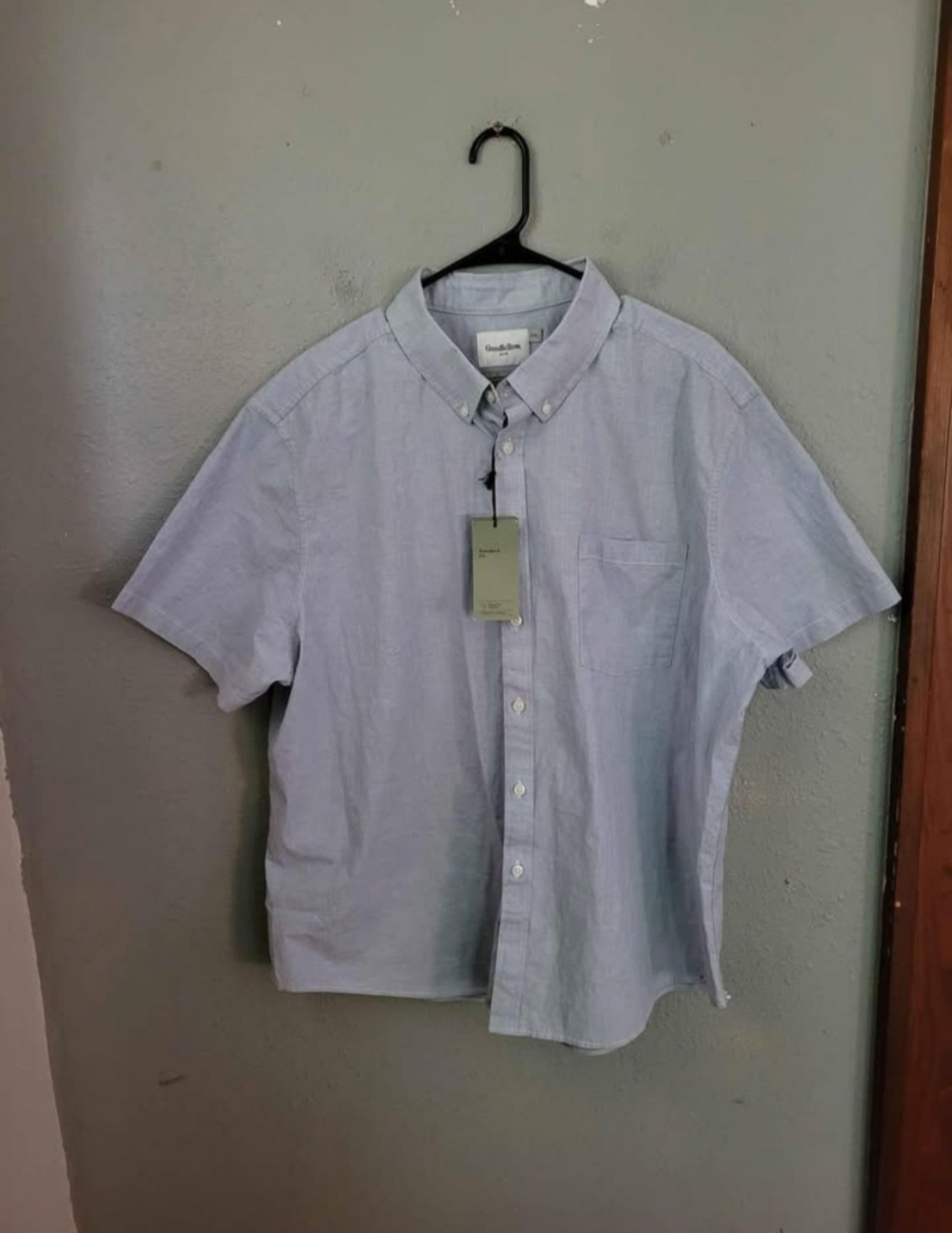 NWT Goodfellow & Co Short Sleeve Button Up Shirt Men's Size XXL School Blue