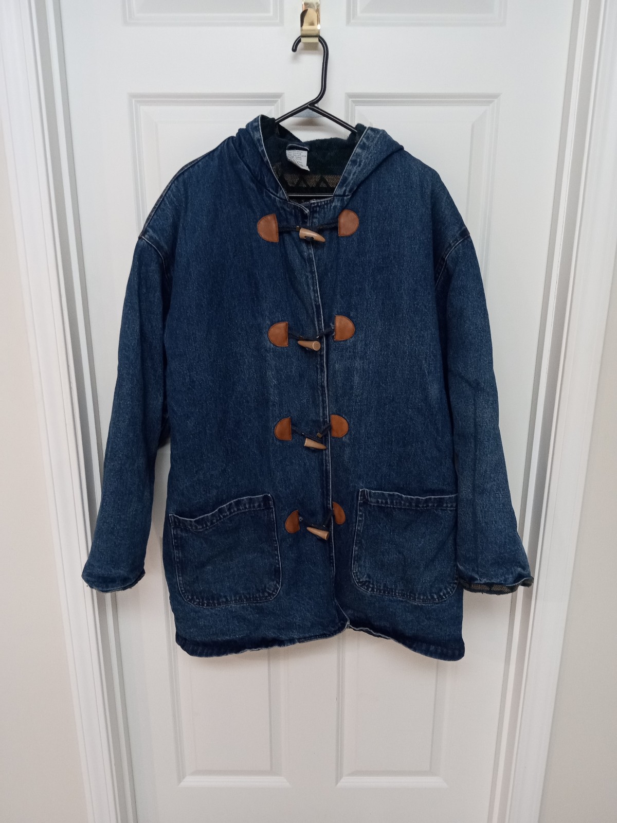 Vintage 90 Denim Hooded Lined Jean Jacket Sz L