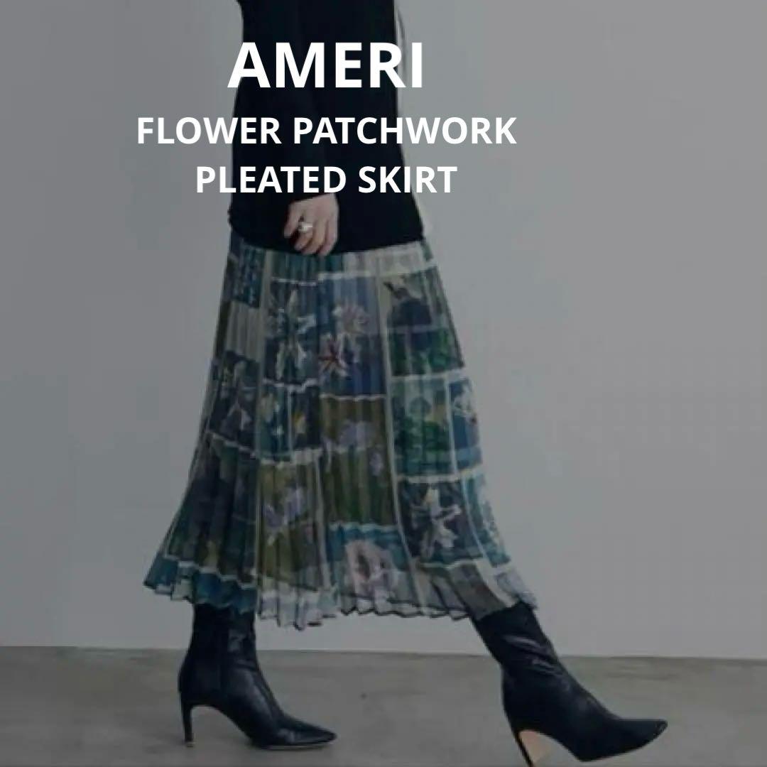スカート FLOWER PATCHWORK PLEATED SKIRT Ameri Ameri（アメリ）の「FLOWER PATCHWORK PLEATED SKIRT（スカート