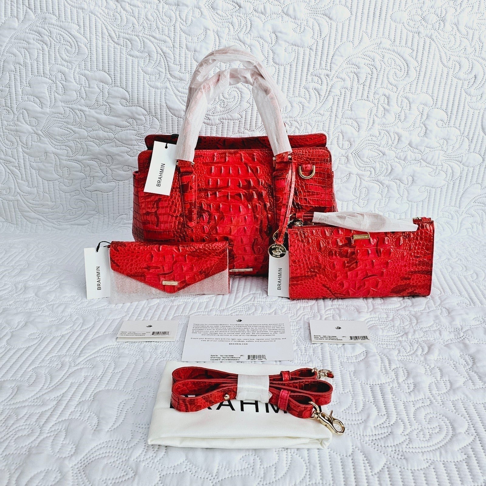 NWT Brahmin RED FLARE Small Finley, Veronica, & Daisy 3 piece Set